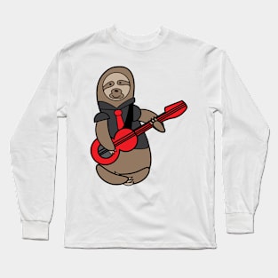 Sloth Playing Guitar Kawaii Long Sleeve T-Shirt